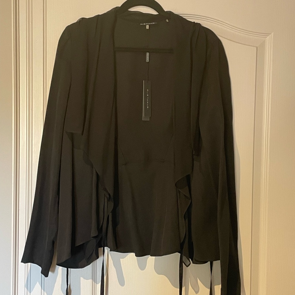 New With Tags Elie Tahari Black Draped Cardigan Jacket - medium